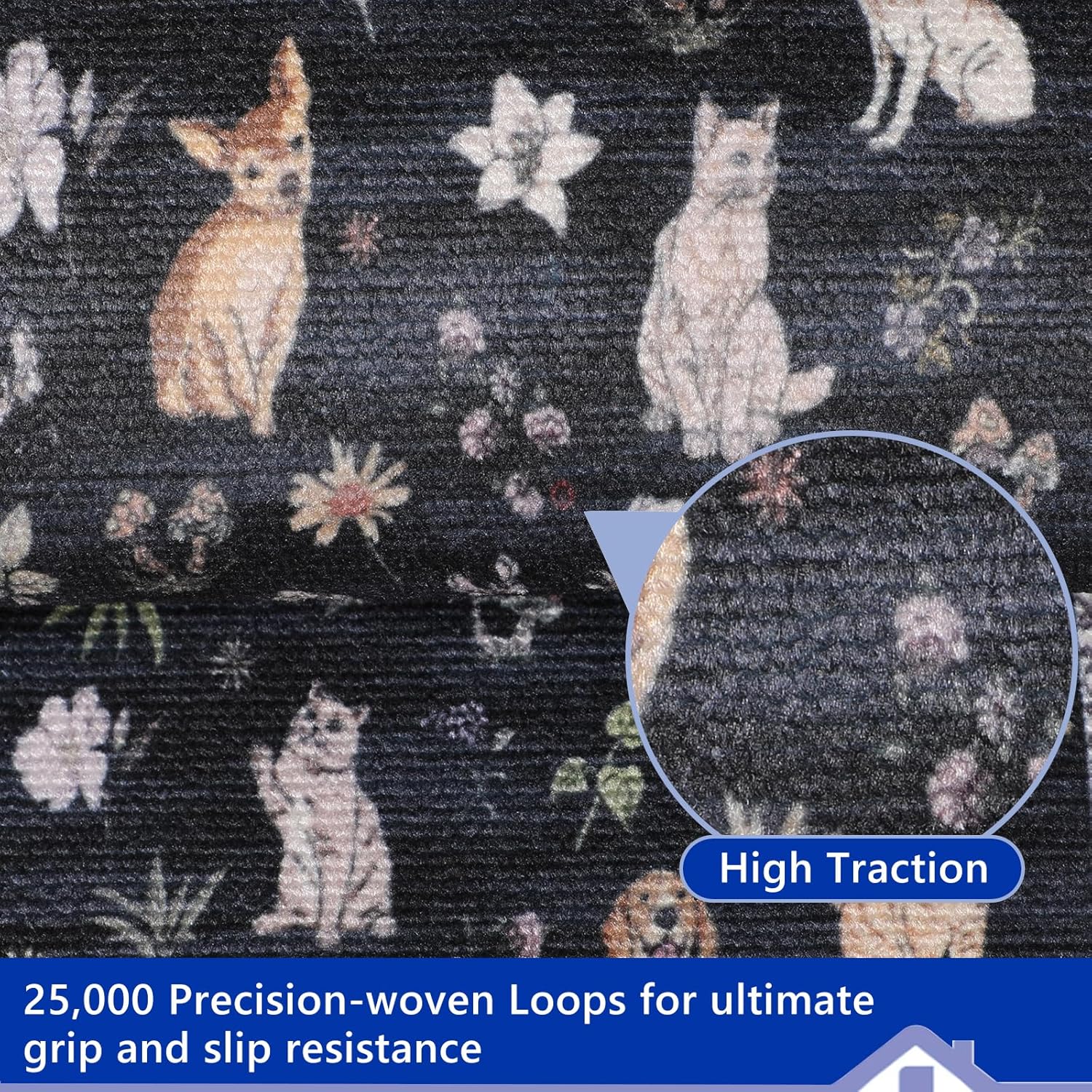 Animal Cat Dog Stair Treads Non Slip for Wooden Steps 15PCS 8"x30" Stair Carpet Treads TPR Backing Soft Stair Runner Washable Reusable Indoor Safety Stair Mats for Elders Kids Dogs Black