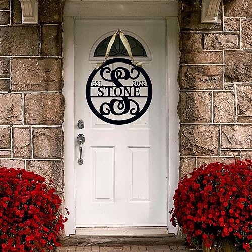 Vista 7 de Personalized Last Name Garden Flag or Home Decor ACM Metal Sign With Last Name and Established Year, Split Initial Monogram Sign Wedding Gift for