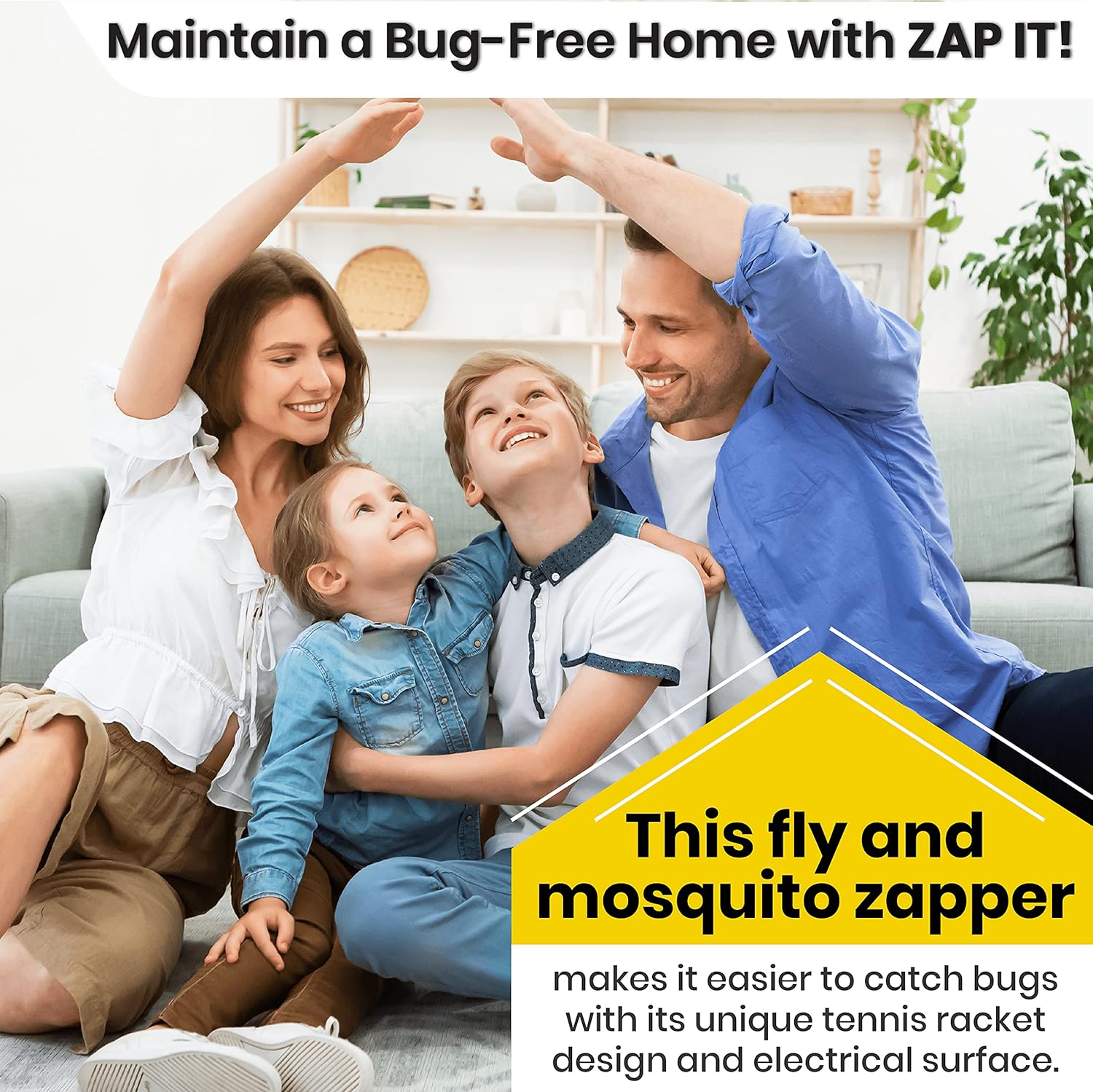 Mini Zap It Bug Zapper Battery Powered (2xAA Included) Bug Zapper Racket, 3,500 Volt, 2 Pack