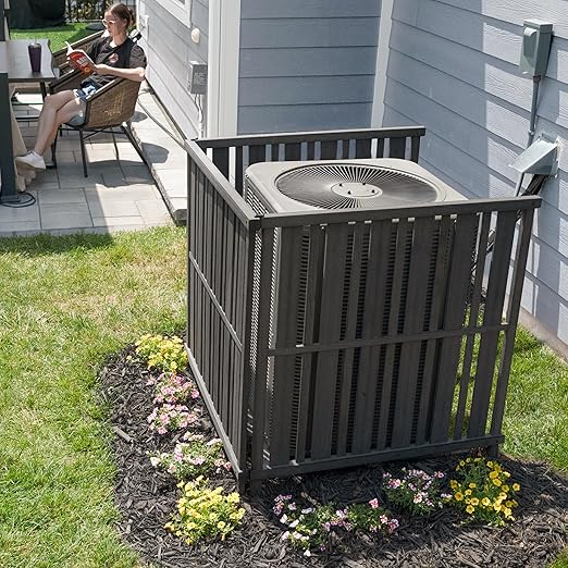 42in H x 41in W x 43in L (3 Panels) Freestanding Enclo Roanoke Charcoal Color Privacy Screen, Perfect Air Conditioner Fence, Vinyl Privacy Panels for Hiding and Concealing Outside AC Unit, EC18026