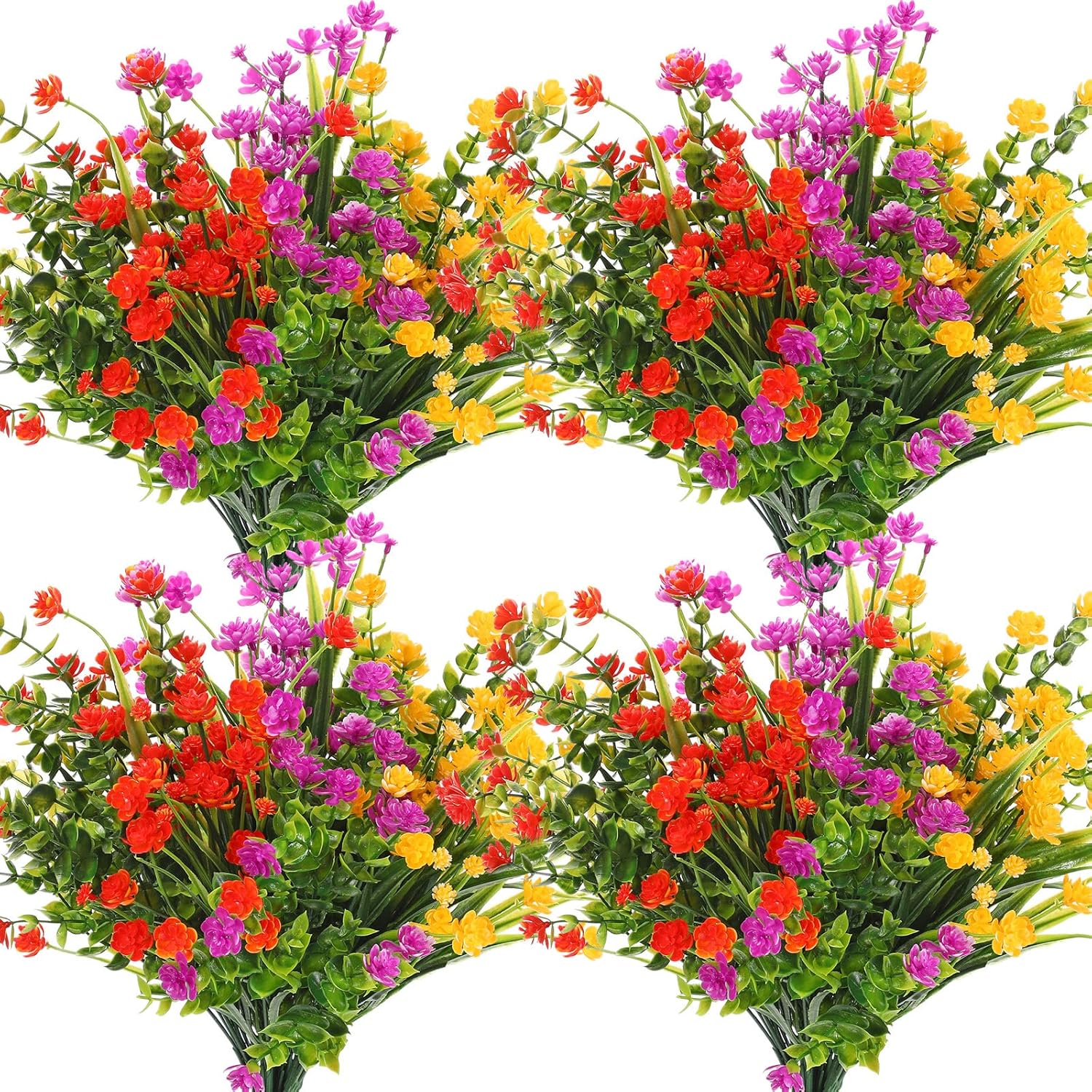 WILLBOND 36 Bundles Artificial Flowers Outdoor, UV Resistant Faux Artificial Plants Shrubs Flower Bulk for Hanging Planter Porch Window Home Wedding Spring Summer Decor (Bright Colors)