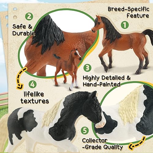 Miniatura 5 de Juego de 10 figuras de caballo realistas para niños pequeños, regalo educativo para niños, regalos perfectos para fiestas, figuras de animales,