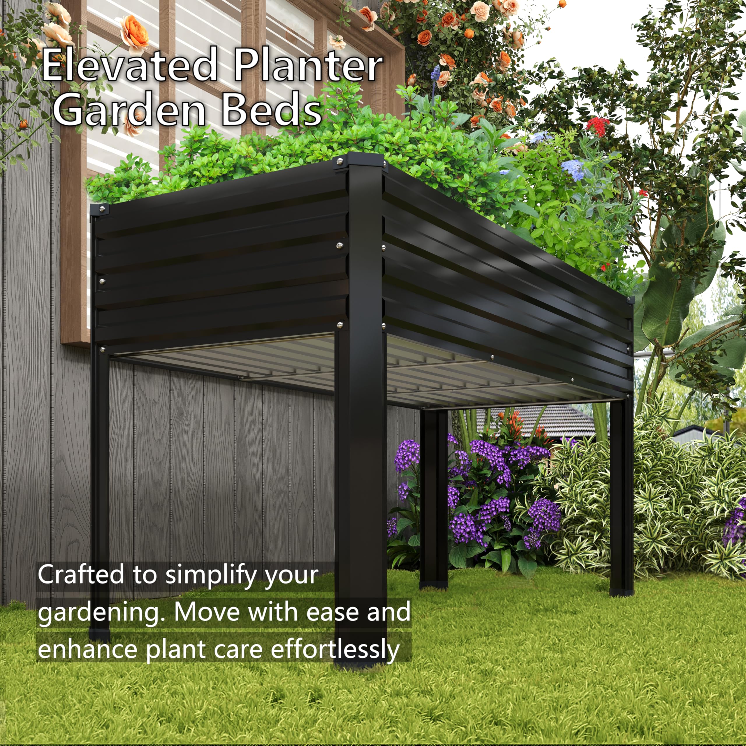 DIIYIV Galvanized Raised Garden Bed with Legs,48×24×30in Elevated Planter Box fo — product photo
