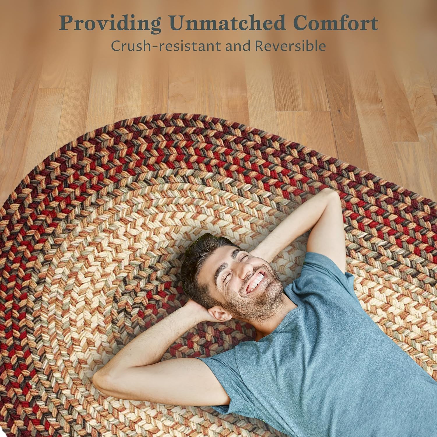 Rhody Rug Easy Living EL73 Spanish Red 3' x 5' Oval - Braided Area Rug, Home Decor, Floor Mat or Bedroom Rug - Easy Care, Ideal for High Traffic Areas in Hallway and Living Room - Made in USA