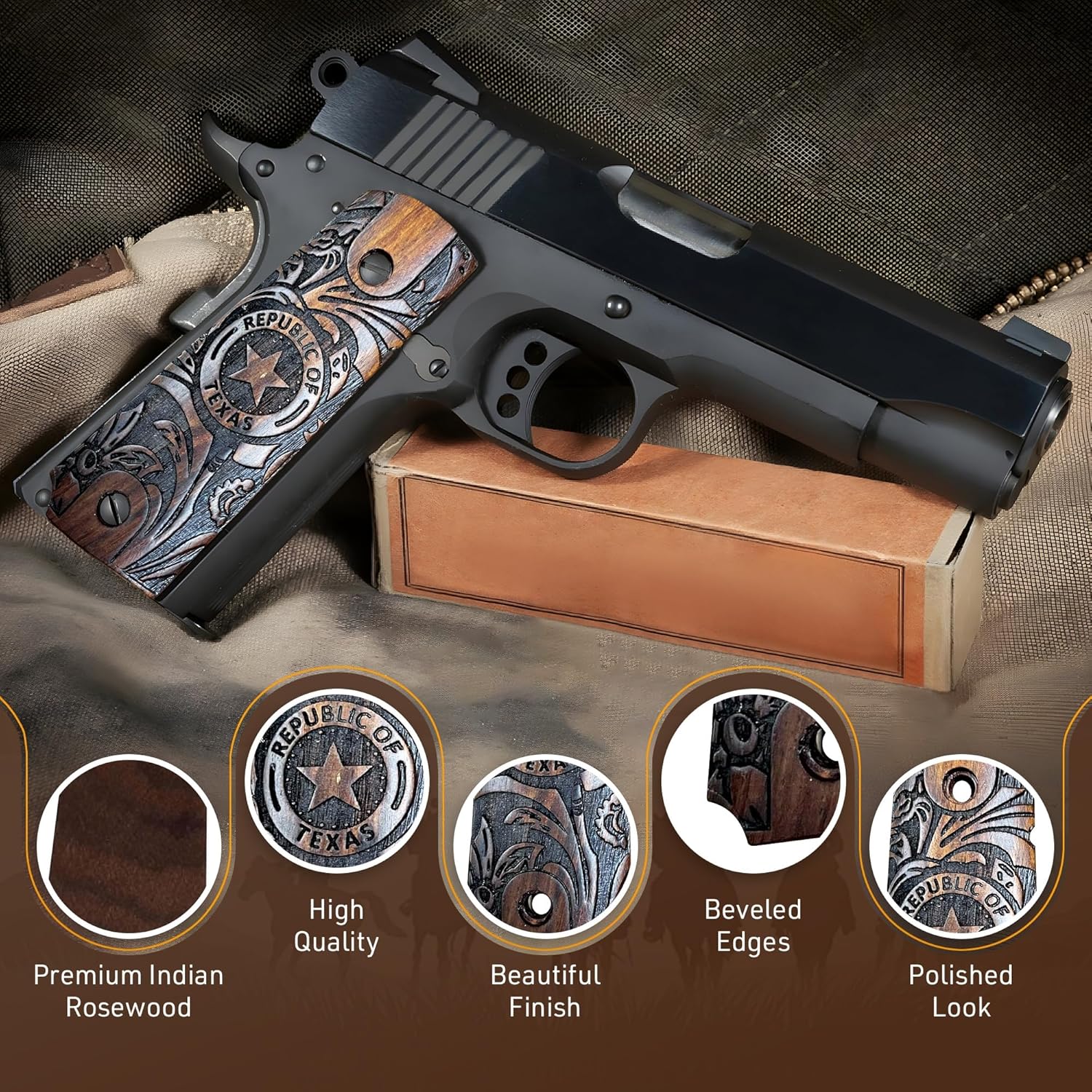 WWII US M1911 / 1911 .45 Wooden Grips - Reproduction