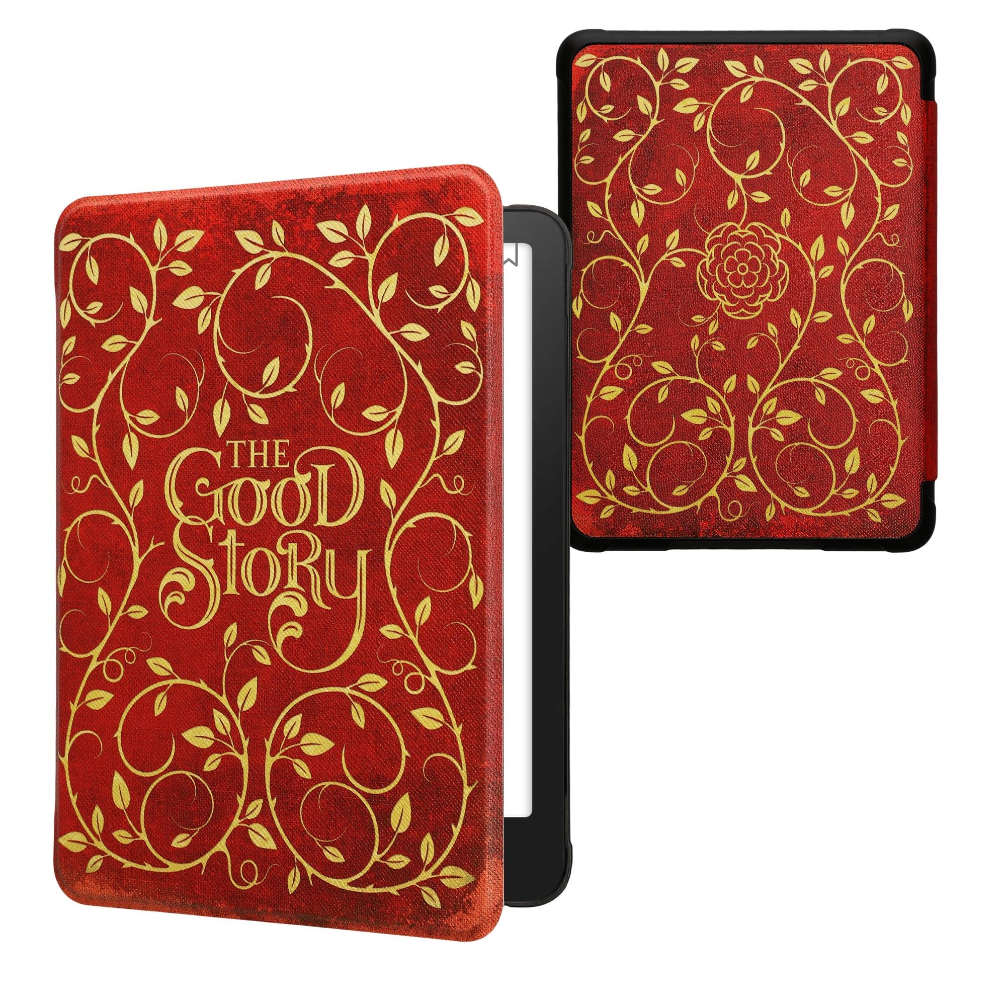 kwmobile Cover for Amazon Kindle Paperwhite (2024)/Colorsoft Case - eReader Cover with auto sleep funktion - Cosmic Nature with Blue/Grey/Black — view 9