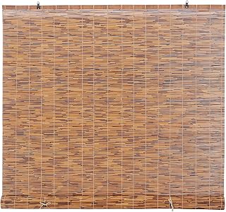 Forever Bamboo Cord-Free Light-Filtering Bamboo Reed Roll-Up Shades 72x72 Coffee - Tropical Window Blinds