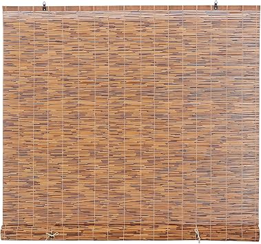 Forever Bamboo Light-Filtering Cord-Free Bamboo Reed Roll-Up Blind Shades for Windows Manual Roman Blinds Coffee 72 in W x 72 in H