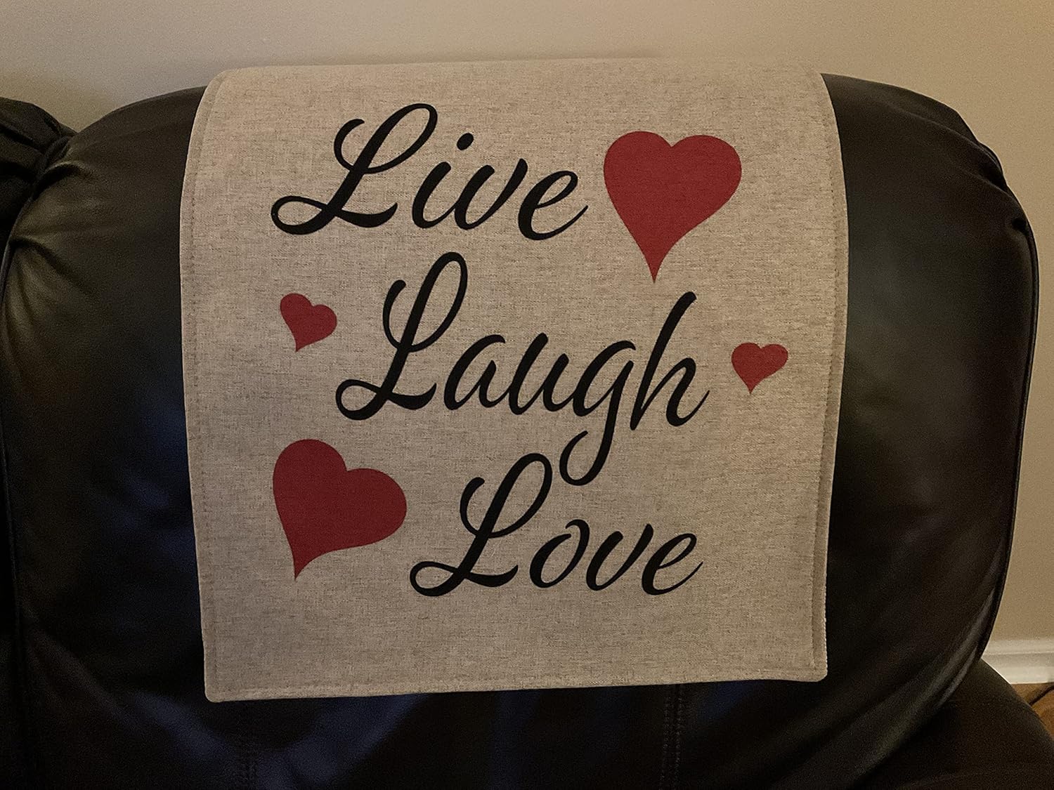 Headrest Covers for Furniture Live, Laugh, Love Furniture Protectors, RV headrest slipcovers, headrest for recliners, Sofa Covers, Chair Pads, 17x27 by: Bittlemen Co.