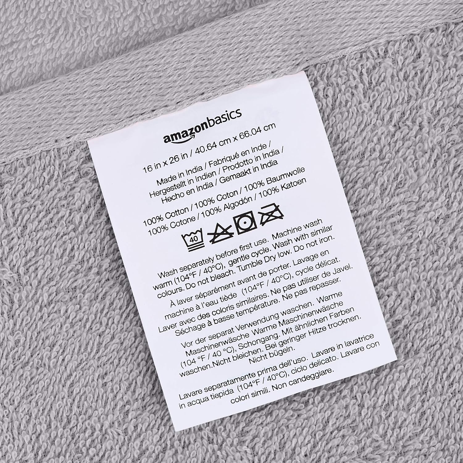 Amazon Basics Cosmetic Friendly Hand Towel, 8-Pack, Small, Silver Sheen, 16 inches x 26 inches