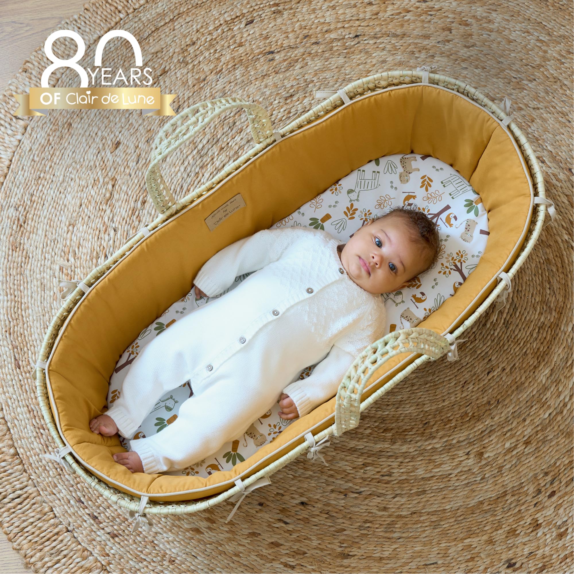 Clair de Lune Couffin et Support en Palmier Biologique, Jaune