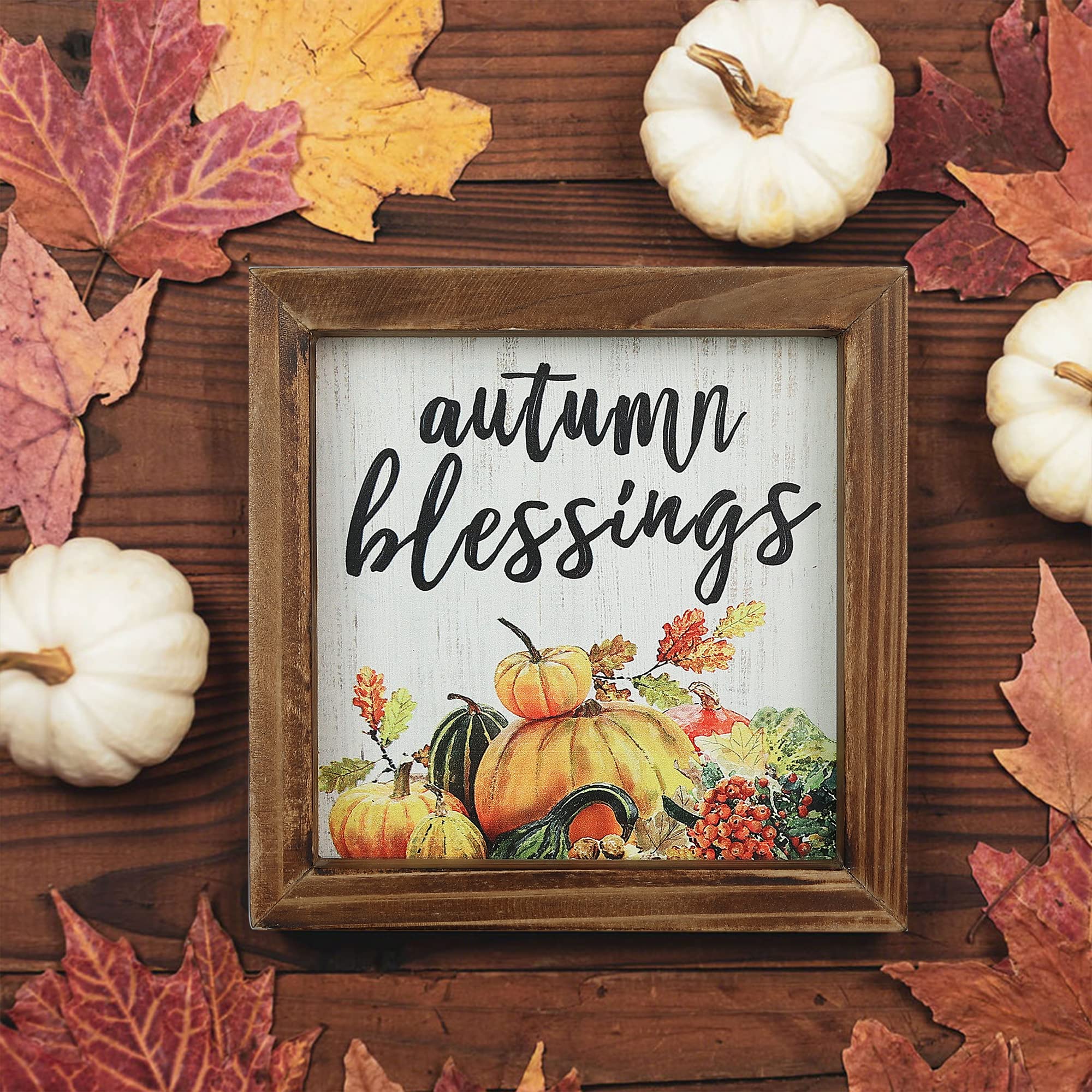 Herbst-Holzschild Mit Oktober-Spruch – 15 X 15 Cm, Tisch- Oder Wanddekoration