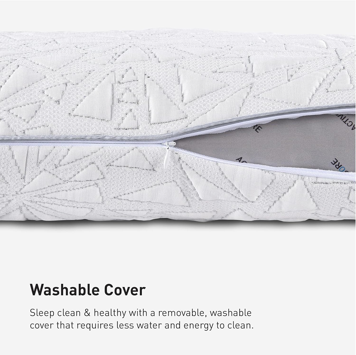 Bedgear Storm Performance Pillow – 0.0 - Cooling Bed Pillow for Hot Sleepers - Medium Firmness Pillow for All Sleep Positions, Washable & Removable Cover - 20" W x 26" L x 4.75" H - Image 6