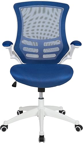 Miniatura 10 de Flash Furniture Kelista - Silla de oficina ergonómica, respaldo medio, marco blanco, malla azul con giratorio