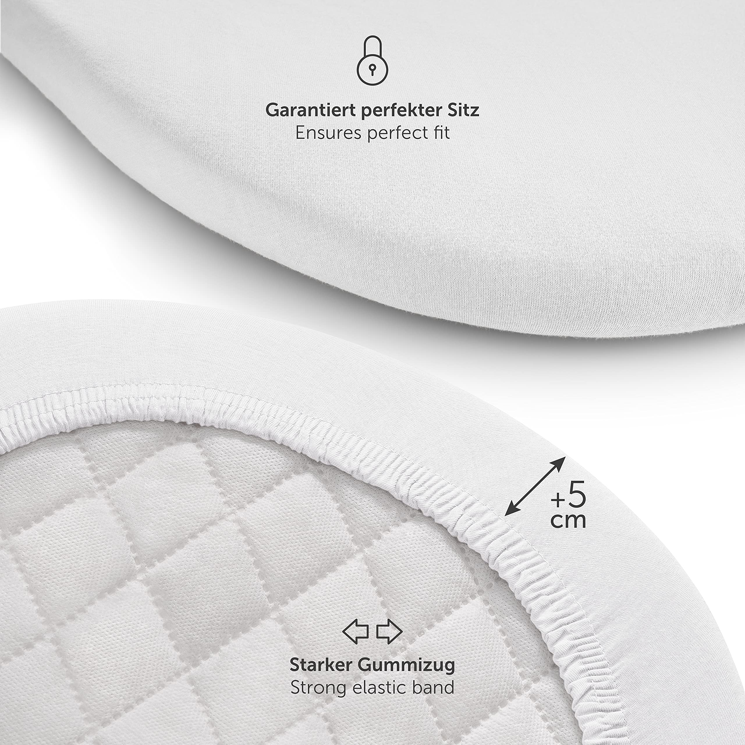 Laleni Lenzuola Culla Neonato - Lenzuola Lettino - Lenzuola Carrozzina Neonato - Coprimaterasso Culla con Angoli Elastici - Coprimaterasso Lettino 100% Cotone 135gsm - Bianco -28x73cm - 30x76cm