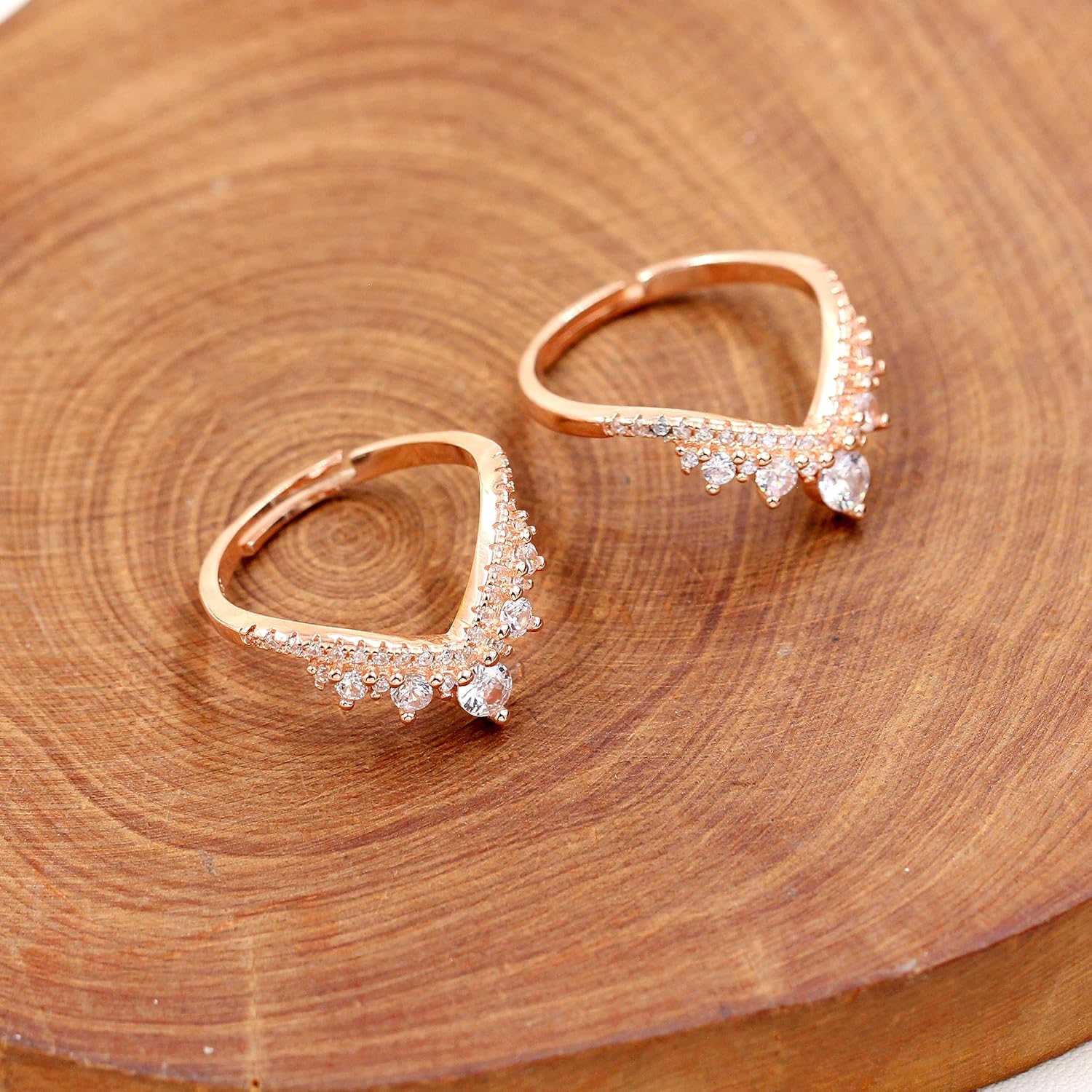 Uloveido 925 Sterling Silver Cubic Zirconia Curved Wedding Band Ring Guard Enhancer 2pcs Stackable Set Adjustable