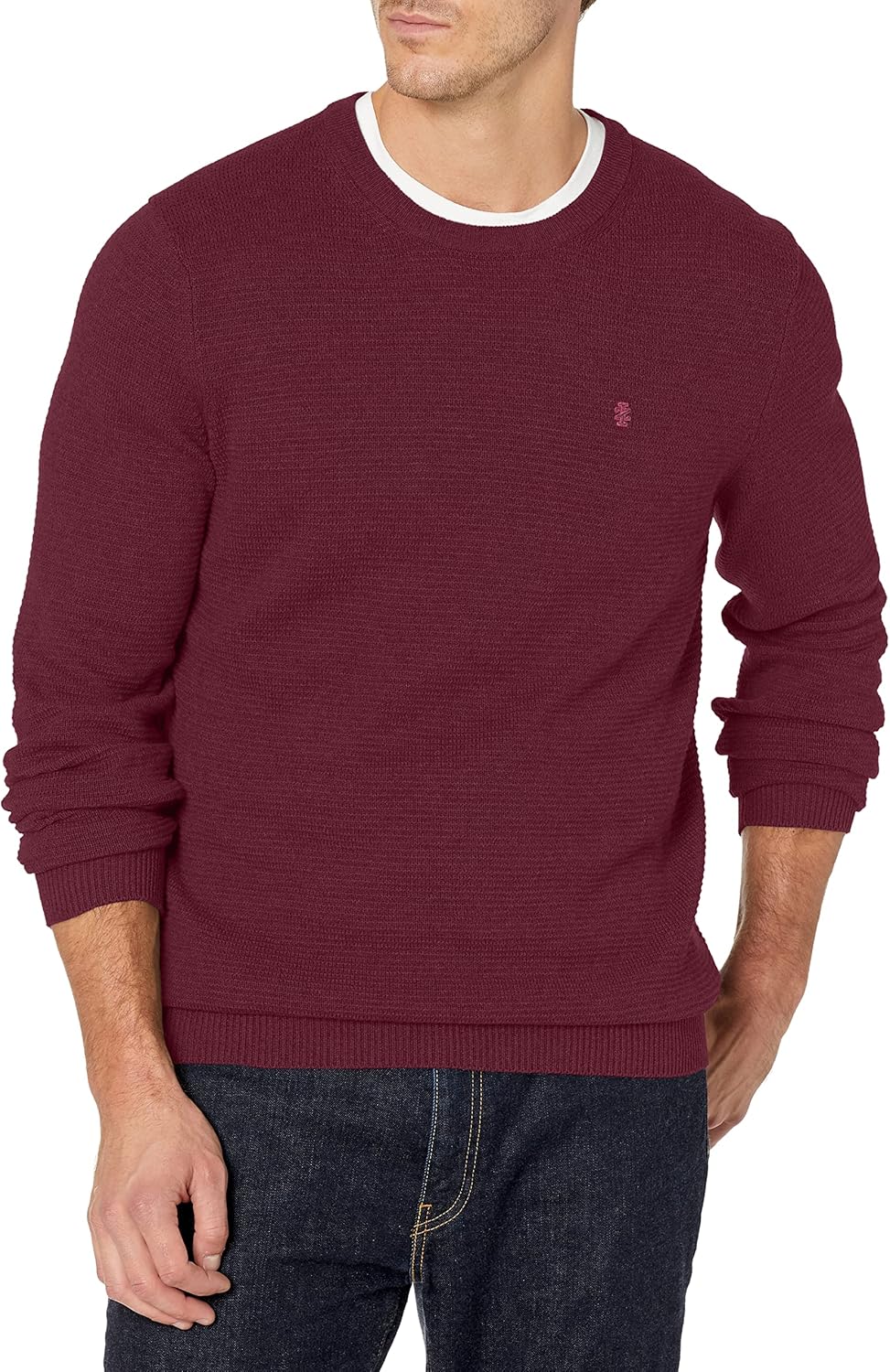 IZOD Men's Big and Tall Classics Long Sleeve Crewneck Textured Ottoman Sweater