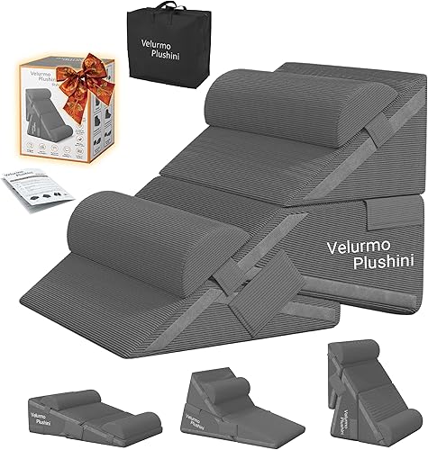 Juego de almohada de cuña grande con 4 ángulos ajustables para dormir, descansar, recuperarse, ver la televisión, leer y trabajar - Fundas