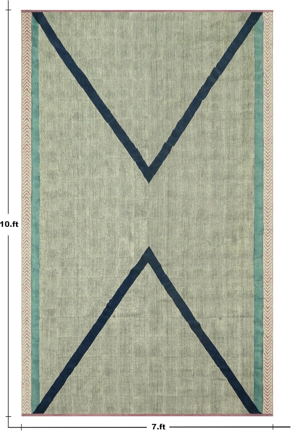 Hallway Runner 2.6x18 Stair Runner Thick 0.19" Handmade Boho Flatweave Rug Pink Multicolor Geometric Design Easy Washable Floor Carpet Hand Block Printed Cotton Indoor Outdoor Rugs for Corridor Foyer
