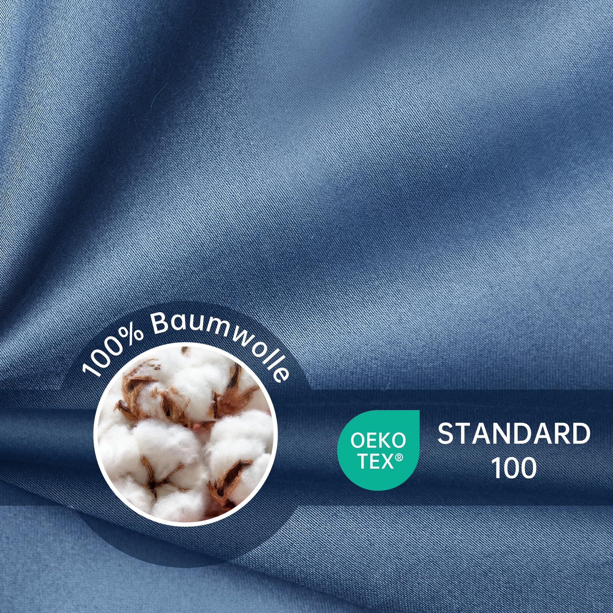 Luowei Mako Satin Bettwäsche 135x200 cm Baumwolle, 2‑teilig, Blau