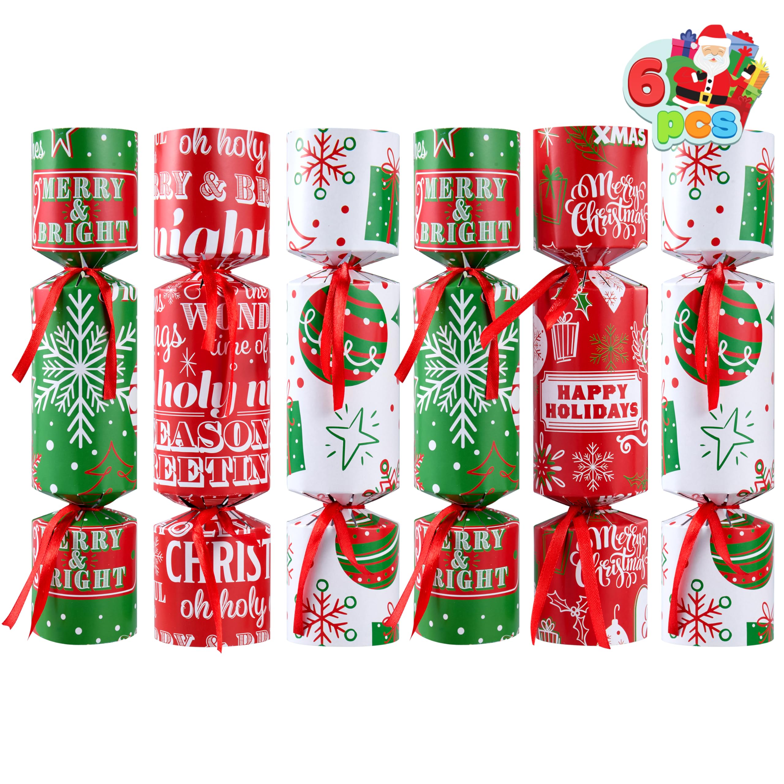 JOYIN 6 Pieces Christmas Crackers Christmas Party Toys Without Push Button with Wind-Up Toy - Image 2