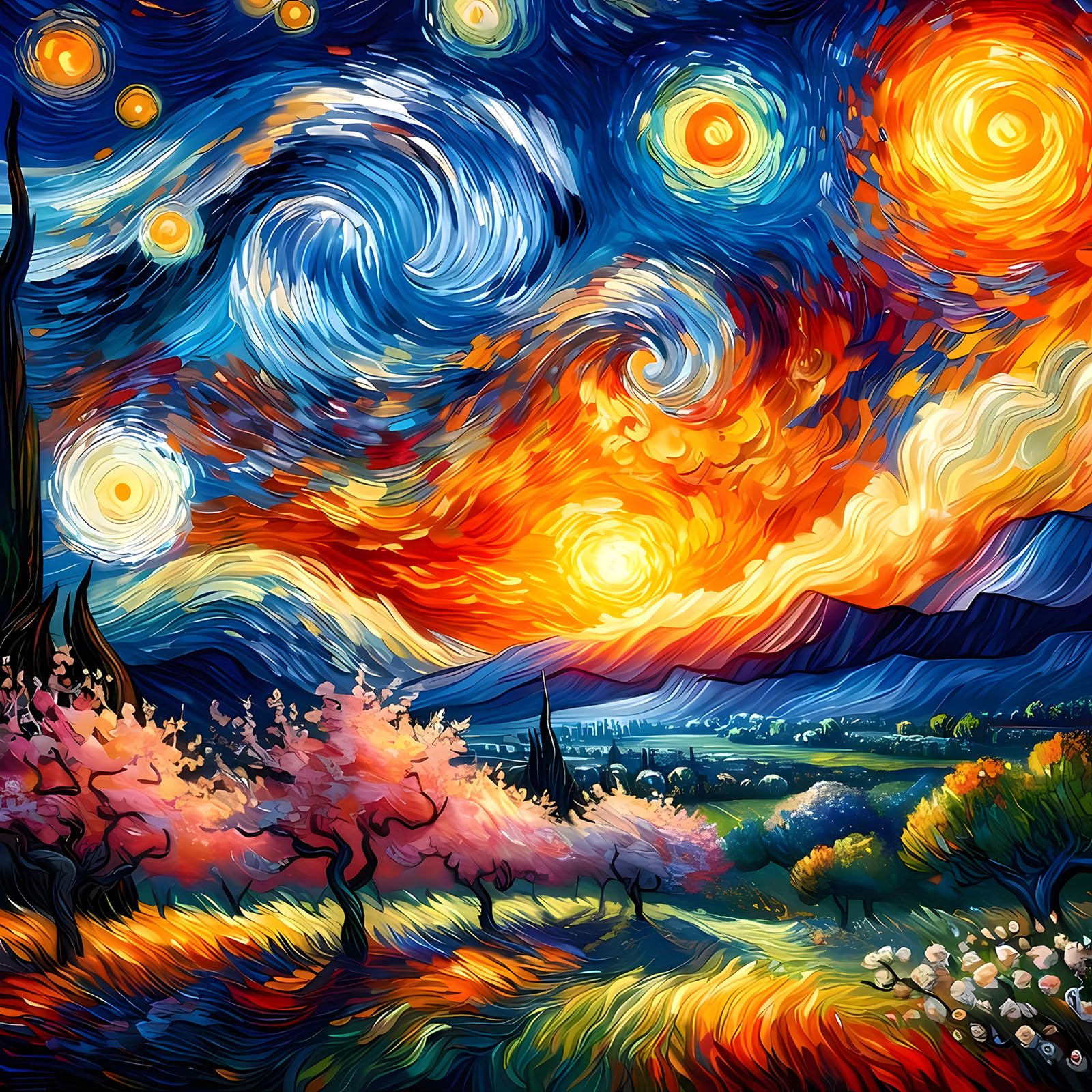 EOBROMD 5D Starry Sky Diamond Painting Kits for Adults, Full Round Drill Landscape Diamond Art Kits, Crystal Art Kits for Home Wall Decor Gifts 30x30cm โ image 1