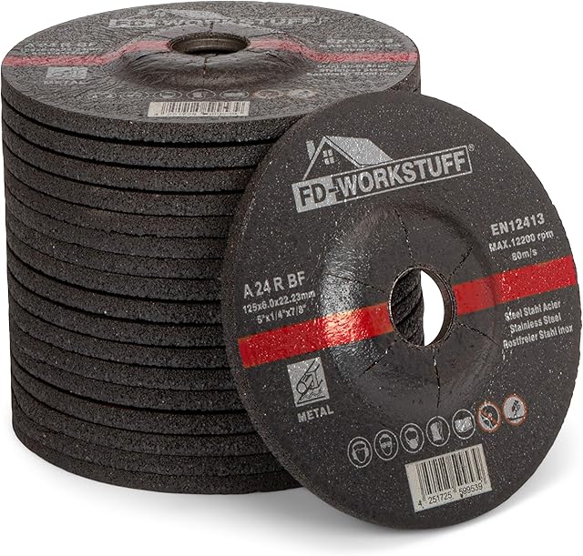 Grinding discs, Pack of 5, Diameter 125 x 6.0 mm for cutting or angle grinder, Abrasive mop discs, For steel and non-ferrous metal.
