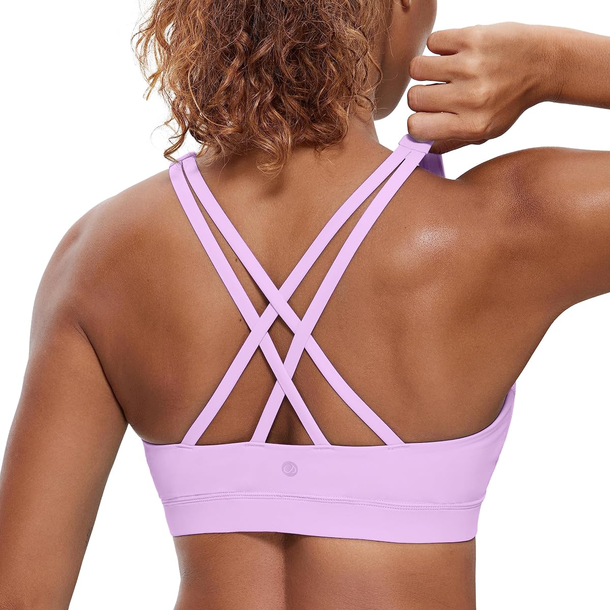 Sujetadores deportivos con tiras Naked Feeling de CRZ YOGA | Soporte medio, almohadillas extraíbles, yoga, elegante, cuello redondo, para mujer