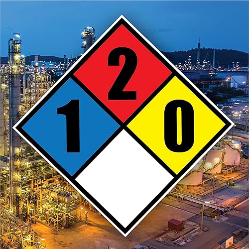 Miniatura 2 de NFPA 704 Diamond 1-2-0-0 - Etiqueta adhesiva, vinilo de 10 pulgadas para materiales peligrosos de respuesta de emergencia