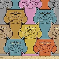 Vista 107 de Ambesonne Tela de Mariposas por Yarda, Patrones de Mariposas Estacionales Alegres Selva Tropical Naturaleza Salvaje Ilustración, Tela Decorativa