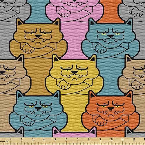 Miniatura 107 de Ambesonne Tela de Mariposas por Yarda, Patrones de Mariposas Estacionales Alegres Selva Tropical Naturaleza Salvaje Ilustración, Tela Decorativa