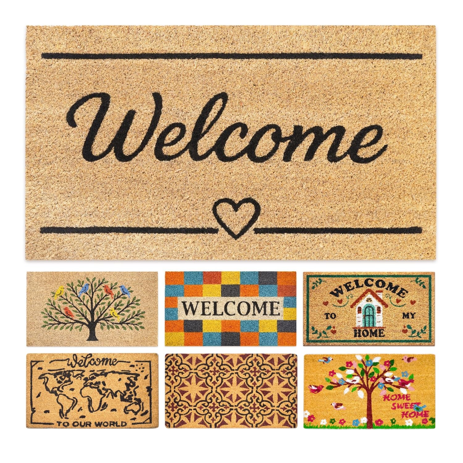 LUA VIKA Coir Doormat - Classic Welcome - 40x70 cm - Outdoor Door mat - Front Door mat outside - Doormats outside