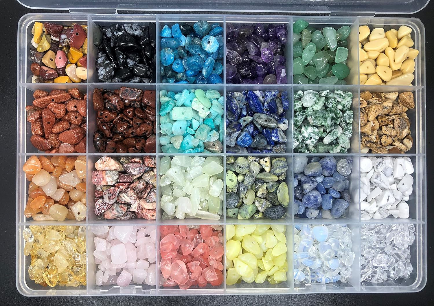Gemstone Chips Beads DIY Jewelry Making, Healing Engry Crystals Polishing Crushed Irregular Shaped Beads with Box (24material-1) - Image 3