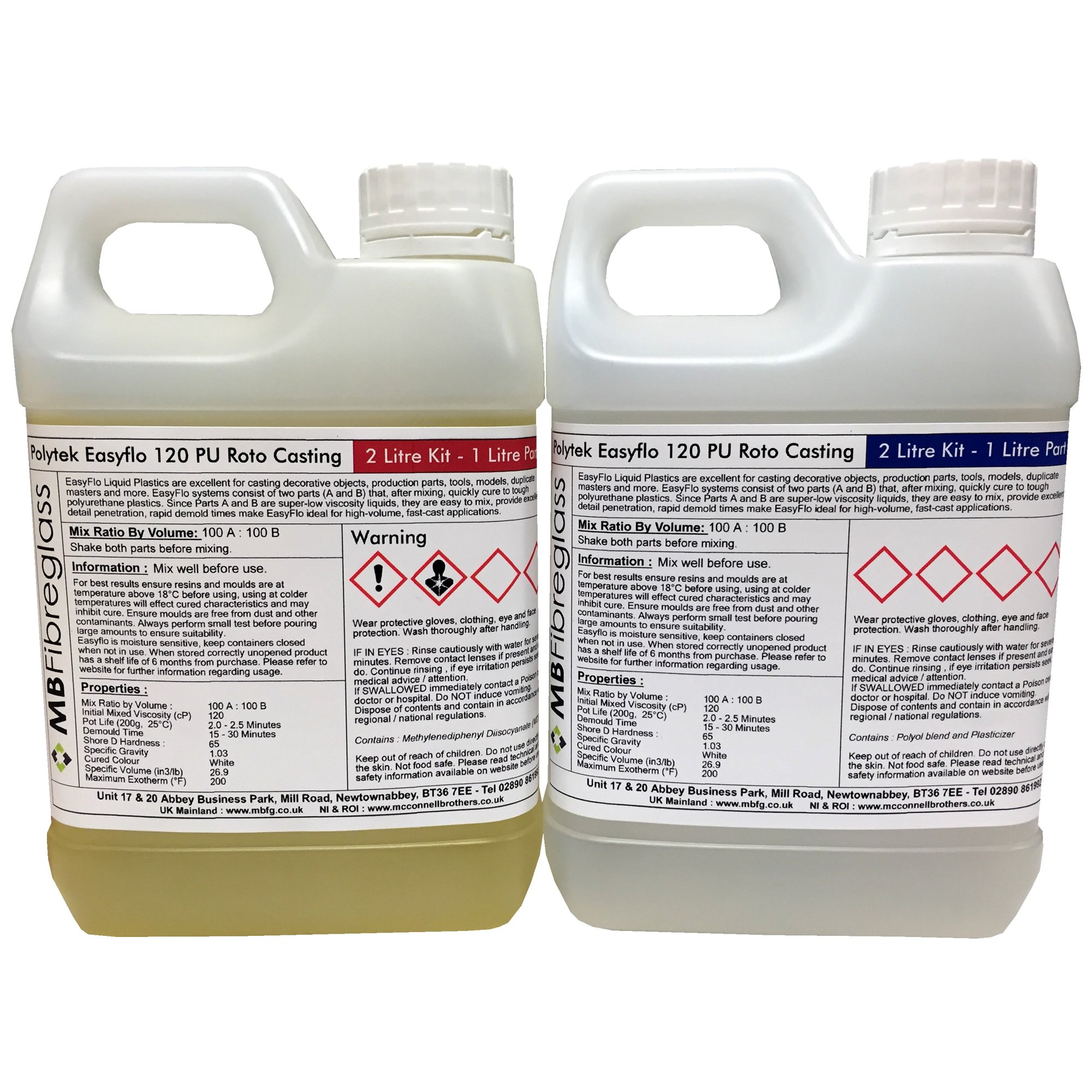 Polycraft EasyFlo 120 Polyurethane Liquid Plastic Rotocasting Resin 2 Litre Kit