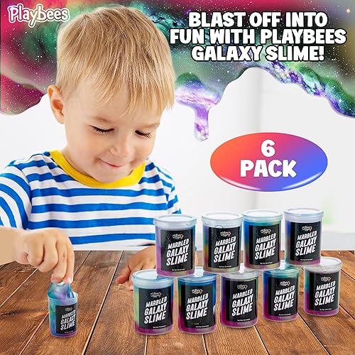 Miniatura 10 de Playbees Slime de galaxia marmolada  Paquete de 12  Cosmic Galaxy Gooey Unicorn Fidget Kit para estimulación sensorial y juego creativo  Regalo