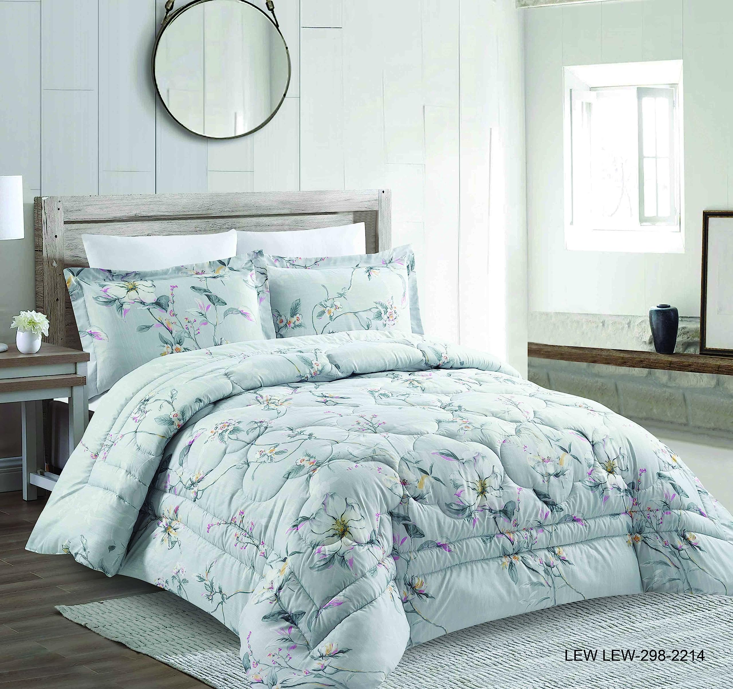 EliteHome Elite Home Ultrasoft 4 Pcs Microfiber Double Comforter Set with Pillow Covers, Pillowshams,Fitted Sheet Silver