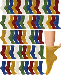 50 Pairs Crew Socks Bulk Colorful Boot Socks Ankle Socks Warm Thick Knit Winter Slouch Sock Unisex Socks for Women Men Gifts Red, Yellow, Blue, Green, White One Size