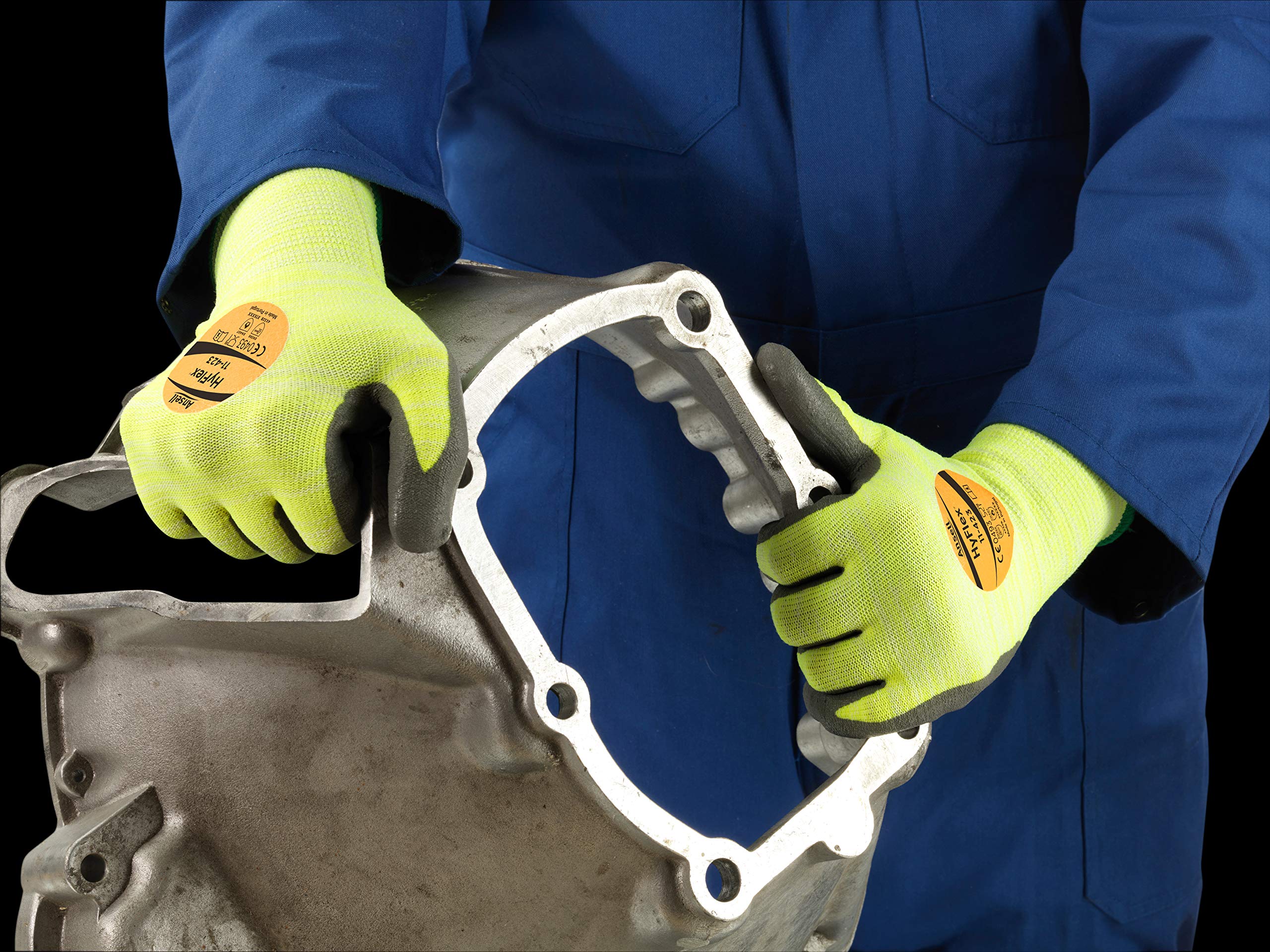Ansell HyFlex 11-423 Schnittfester Arbeitshandschuhe, Mechanikschutz, Exzellente Abriebfestigkeit, Hitzebeständigkeit, Silikon-Frei, Größe XL (12 Paar)
