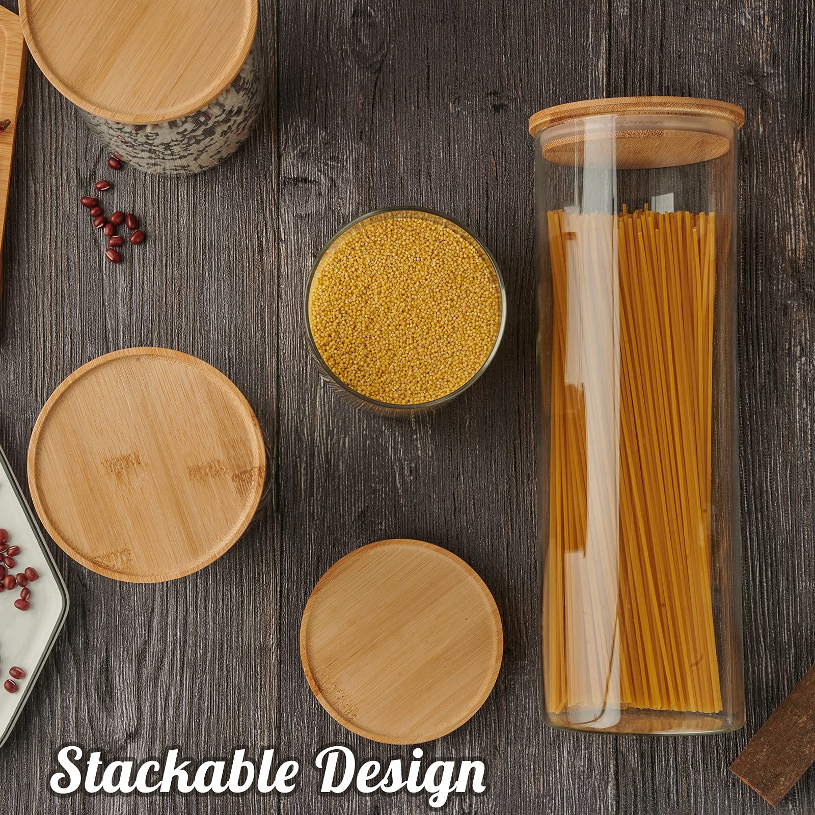 Buy LIFESENCE Glass Canisters Glass Storage Jars with Bamboo Lids