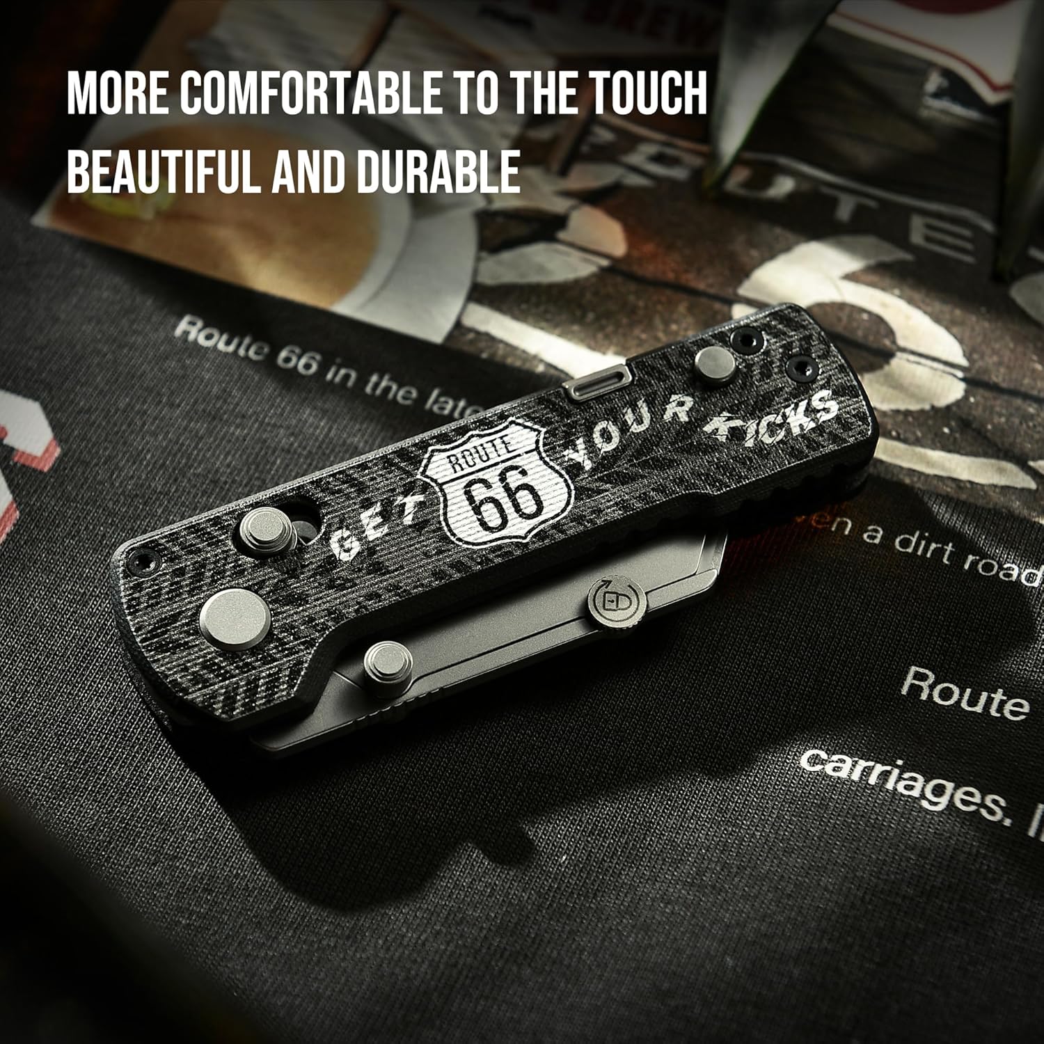 OKNIFE U1 Pro Multitool Folding Utility Knife with Folding Screwdriver, Quick Change Blade, Rail Lock & Pocket Clip for Men Women (Route 66 (Black))