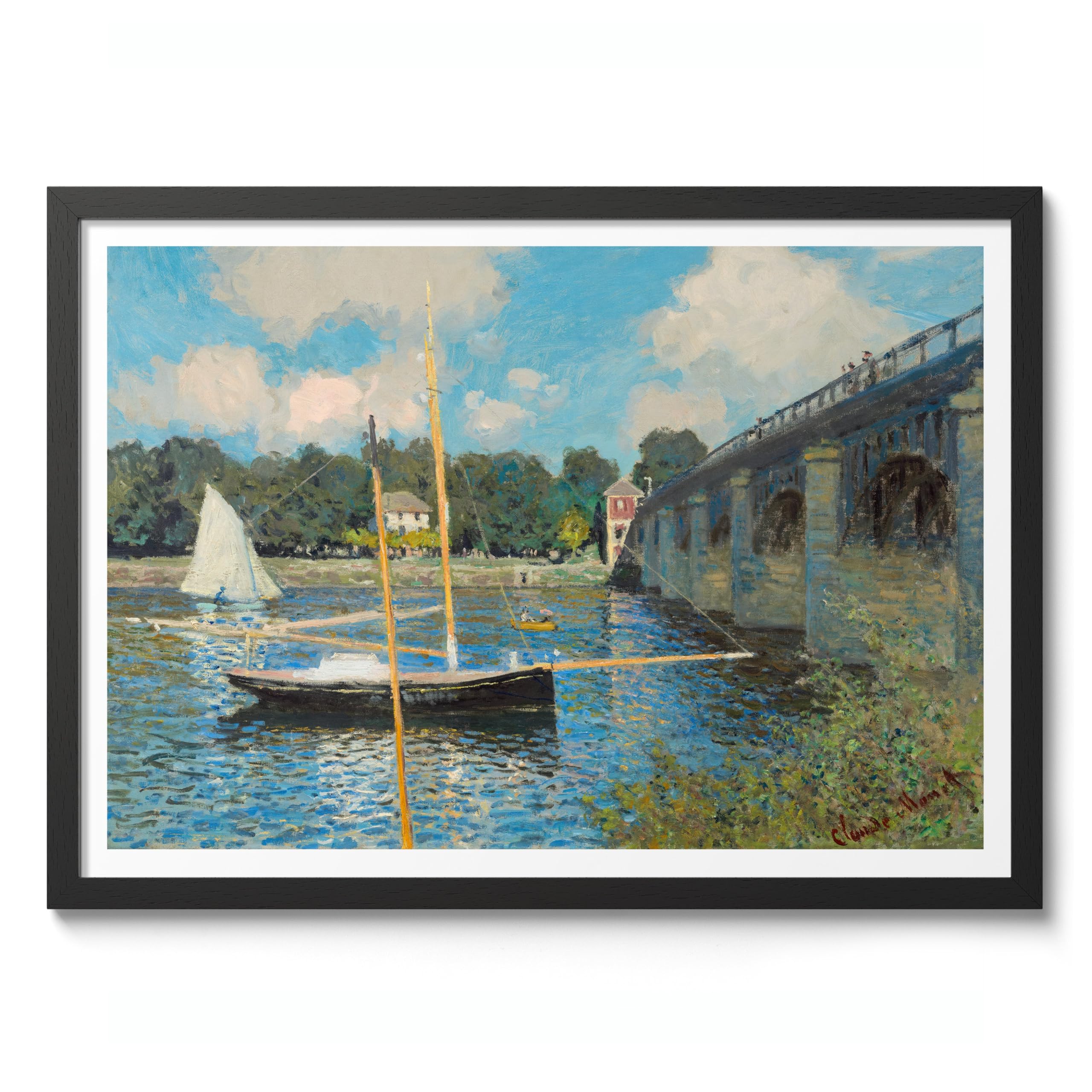 The Bridge At Argenteuil Claude Monet Art Print, Classic Art Painting Poster, Impressionism Art Exhibition Modern Wall Art, Minimalist Home Decor Picture Artwork, A5 (Black Frame) - 24.1x17.9cm — image 1