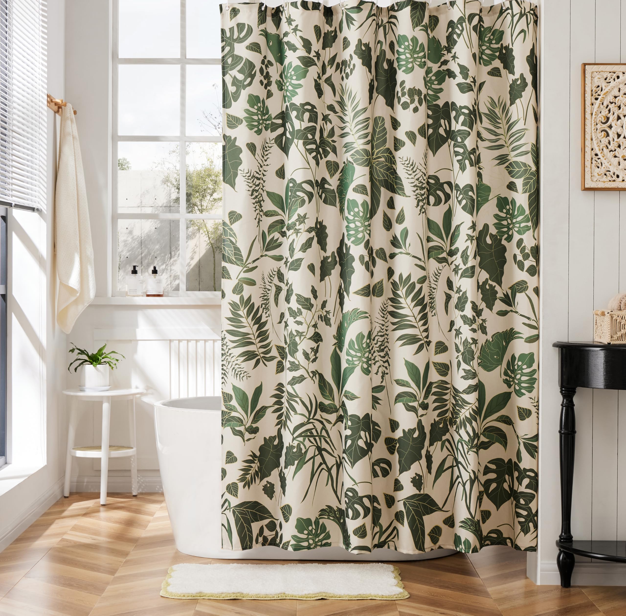 Vibrant Tropical Leaves Floral Boho Fabric Shower Curtain 180x180cm 1PC
