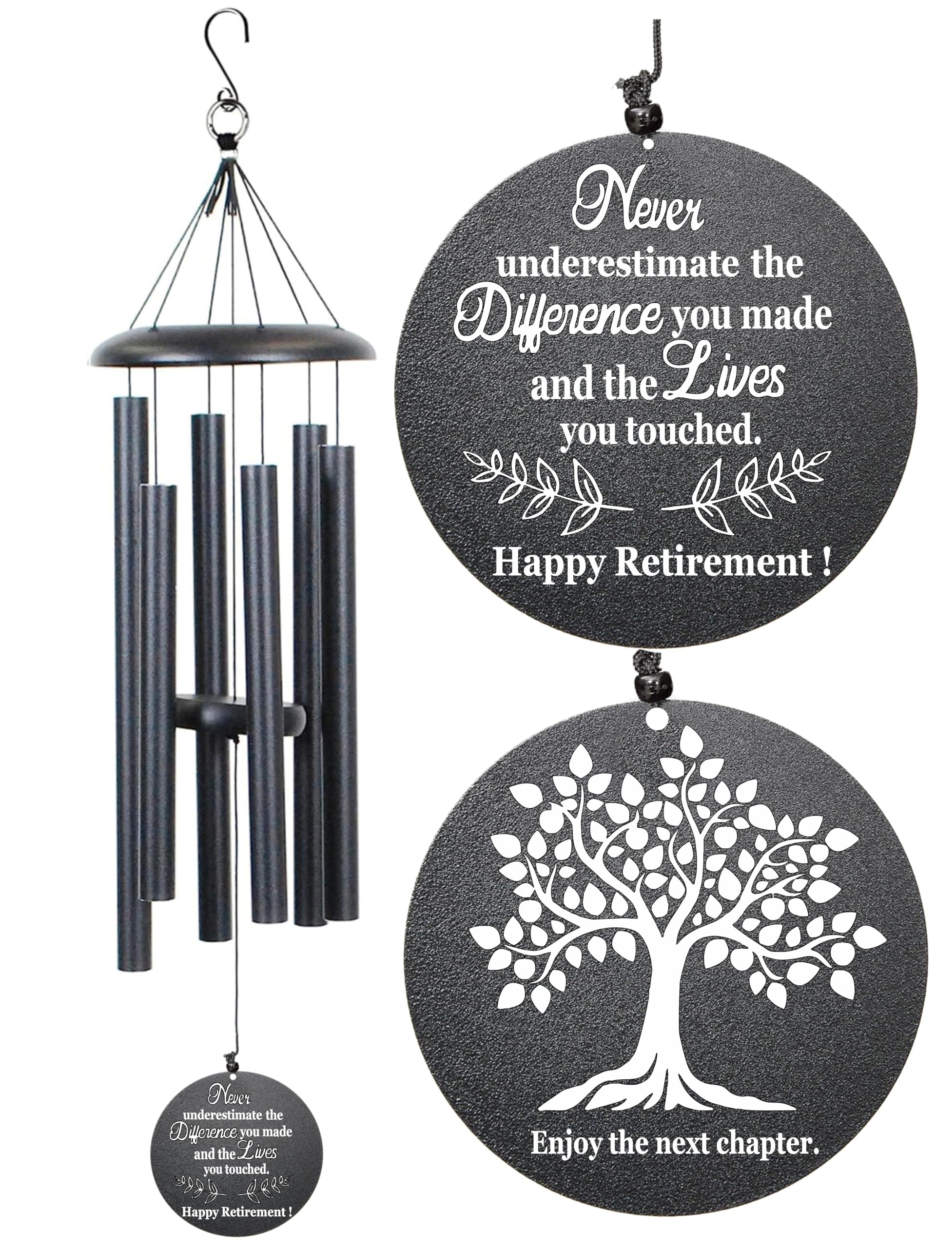 Regalo de jubilación para mujeres y hombres, campanillas de viento de 32 pulgadas, regalos de jubilación, regalos de jubilación feliz para compañeros de trabajo, colegas, jefes, profesores,
