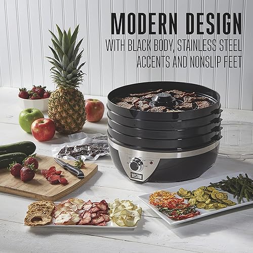 Miniatura 7 de Weston Máquina deshidratadora de alimentos para cecina, frutas, carne, hierbas, verduras, con control de temperatura (100-160 F), 4 bandejas