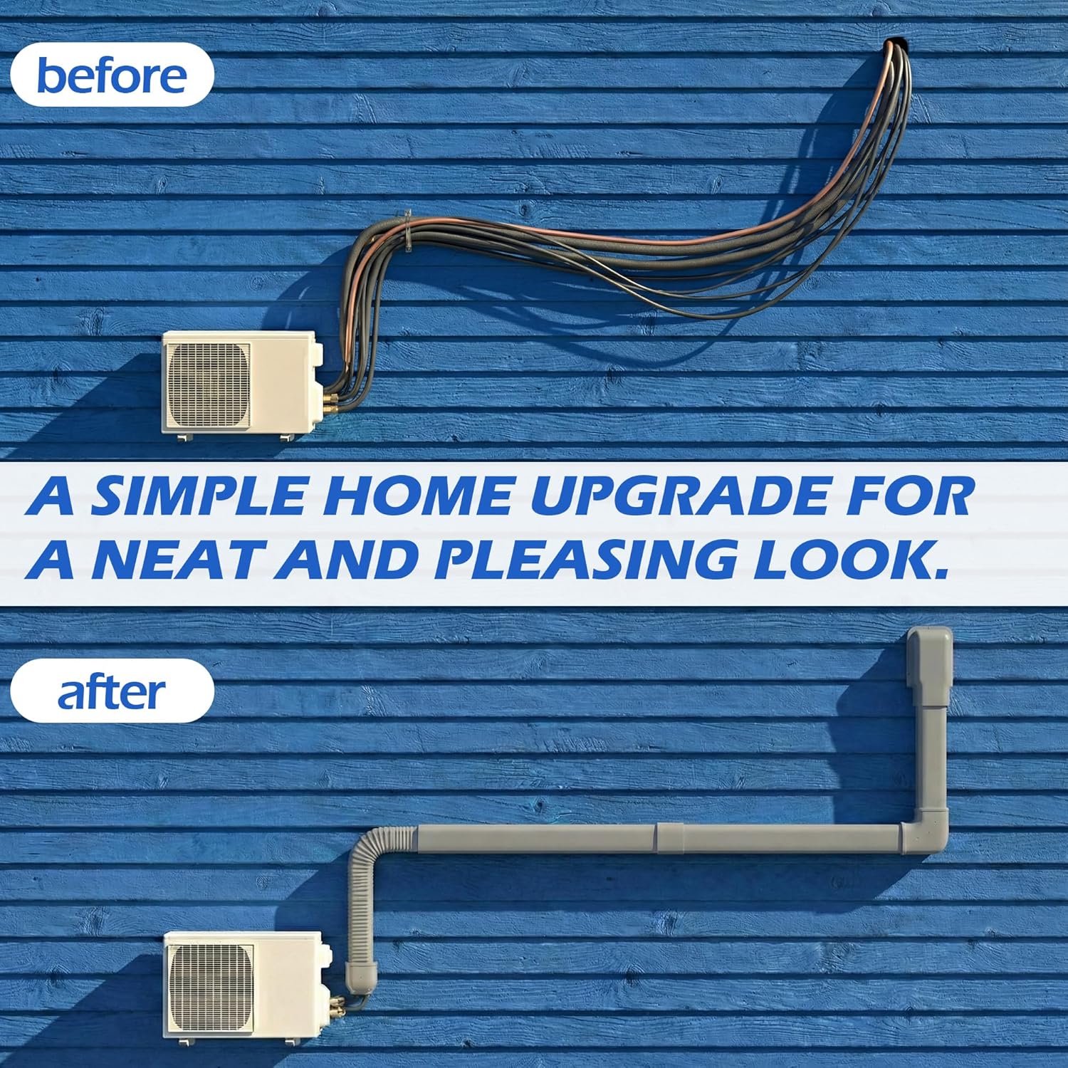 Mini-Split Line Set Cover: 3'' 17 Ft Line Hide for Mini Split Air Conditioner Central AC HVAC - Waterproof Decorative Pipe Cover for Outdoor, Grey