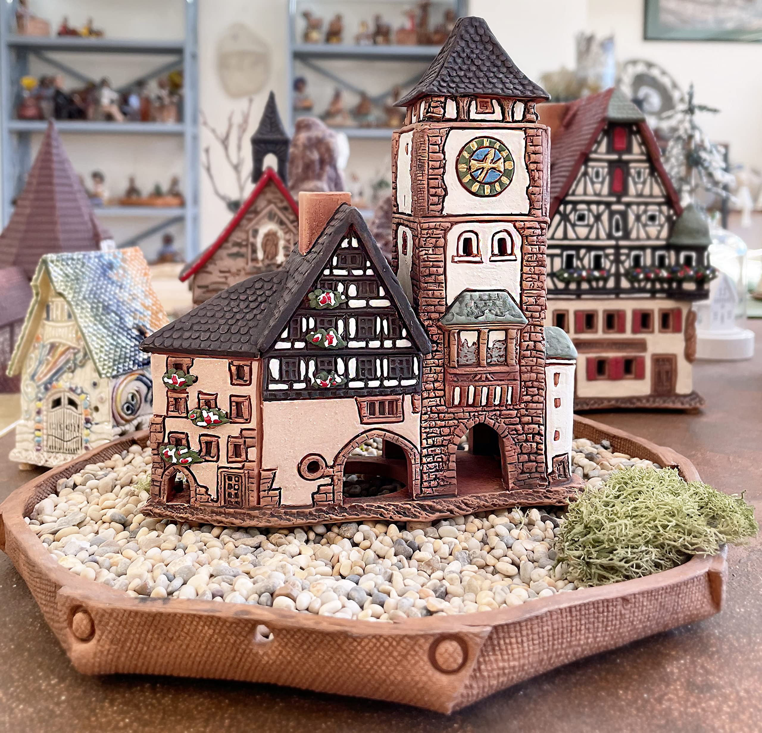 «991»◤完売◢セット北欧調house柄ミニポーチ＆ペンケース*ブラックカラー Amazon.com: Midene Ceramic Villages and Houses Collection