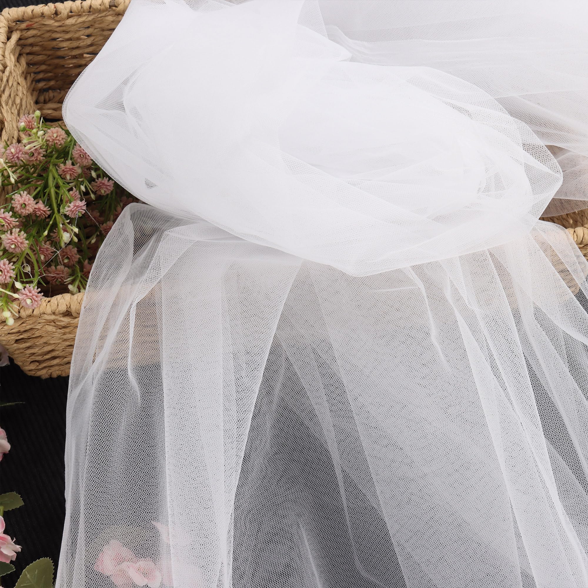 63 inch×10 Yards Tulle Fabric Bolts Spool, Polyester Netting White Tulle Rolls for Birthday Party Backdrop Wedding Decor Baby Shower DIY Sewing Crafts & Gift Wrapping - 5