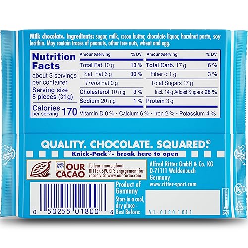 Miniatura 2 de Ritter Sport Chocolate Alpine con leche barras de 35 onzas paquete de 12