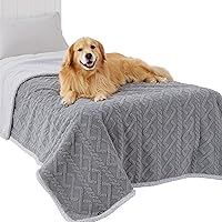 Bedsure Waterproof Dog Blanket for Large Dogs - Reversible Jacquard Coral Fleece Pet Throw, Couch Bed Protector, Soft Plush 60x80 Grey