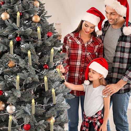 Miniatura 4 de EuroFone Velas de árbol de Navidad, 30 velas LED sin llama parpadeantes con batería con clips extraíbles para decoración de árboles de Navidad en